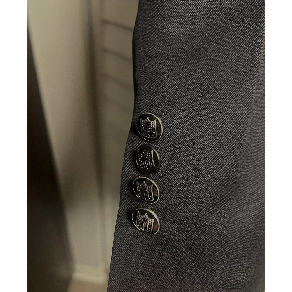 VTG Team Sport Coat NFL Dallas Cowboys Men's Black Wool Blazer Jacket 44L EUC